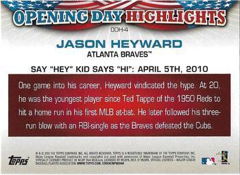 2013 Topps Opening Day - Highlights #ODH-4 Jason Heyward Back