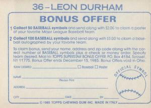 1985 Topps Stickers #36 Leon Durham Back