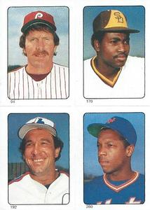 1985 Topps Stickers #94/170/192/280 Mike Schmidt / Tony Gwynn / Gary Carter / Dwight Gooden Front