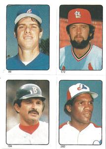 1985 Topps Stickers #96/172/194/282 Dale Murphy / Bruce Sutter / Tony Armas / Tim Raines Front