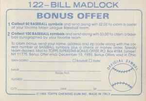 1985 Topps Stickers #122 Bill Madlock Back