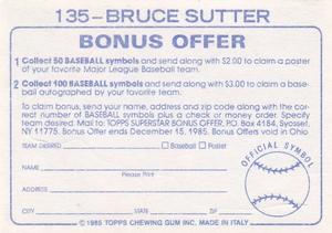 1985 Topps Stickers #135 Bruce Sutter Back