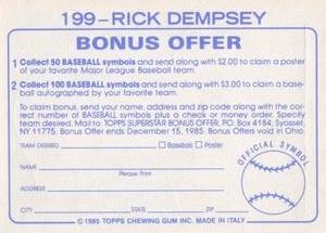 1985 Topps Stickers #199 Rick Dempsey Back