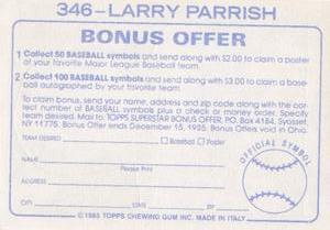1985 Topps Stickers #346 Larry Parrish Back