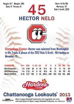 2013 Grandstand Chattanooga Lookouts #NNO Hector Nelo Back