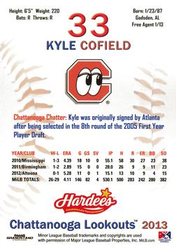 2013 Grandstand Chattanooga Lookouts #NNO Kyle Cofield Back
