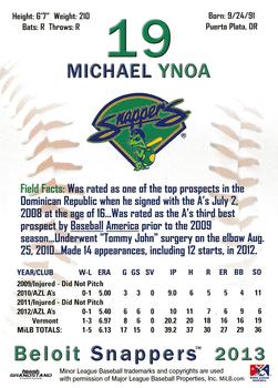 2013 Grandstand Beloit Snappers #NNO Michael Ynoa Back