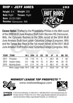2013 Choice Midwest League Top Prospects #03 Jeff Ames Back