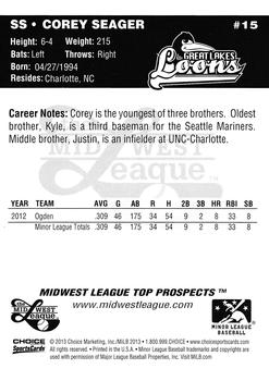 2013 Choice Midwest League Top Prospects #15 Corey Seager Back