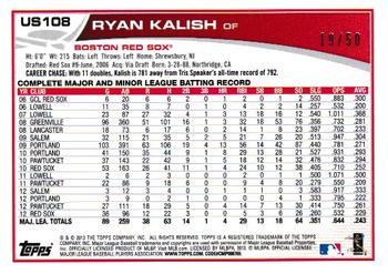 2013 Topps Update - Boston Strong #US108 Ryan Kalish Back