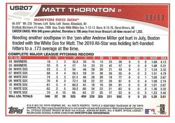 2013 Topps Update - Boston Strong #US207 Matt Thornton Back