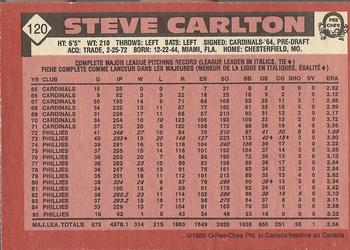 1986 O-Pee-Chee #120 Steve Carlton Back