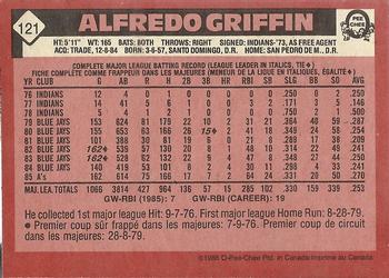 1986 O-Pee-Chee #121 Alfredo Griffin Back