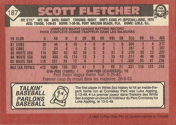 1986 O-Pee-Chee #187 Scott Fletcher Back