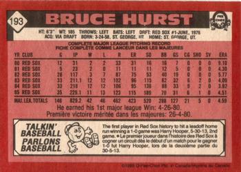 1986 O-Pee-Chee #193 Bruce Hurst Back
