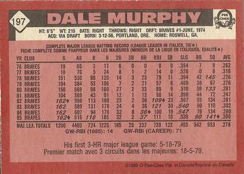 1986 O-Pee-Chee #197 Dale Murphy Back