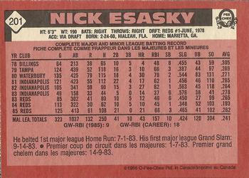 1986 O-Pee-Chee #201 Nick Esasky Back
