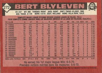 1986 O-Pee-Chee #272 Bert Blyleven Back