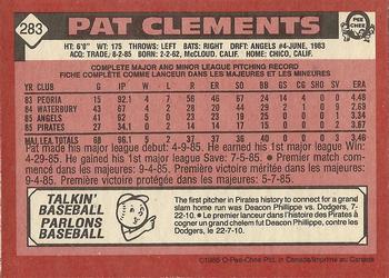 1986 O-Pee-Chee #283 Pat Clements Back