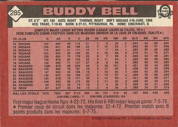 1986 O-Pee-Chee #285 Buddy Bell Back