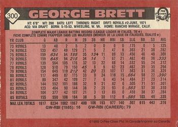 1986 O-Pee-Chee #300 George Brett Back