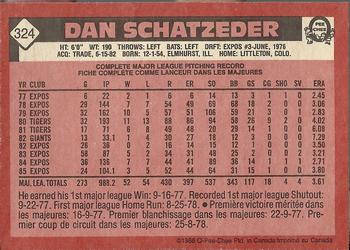 1986 O-Pee-Chee #324 Dan Schatzeder Back