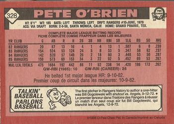 1986 O-Pee-Chee #328 Pete O'Brien Back