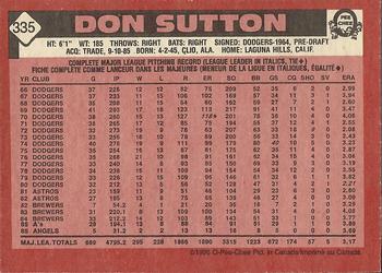 1986 O-Pee-Chee #335 Don Sutton Back