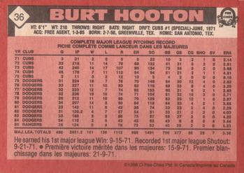 1986 O-Pee-Chee #36 Burt Hooton Back
