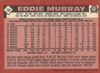 1986 O-Pee-Chee #30 Eddie Murray Back