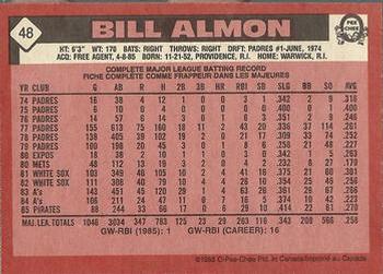 1986 O-Pee-Chee #48 Bill Almon Back