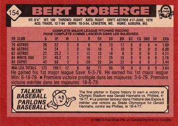 1986 O-Pee-Chee #154 Bert Roberge Back