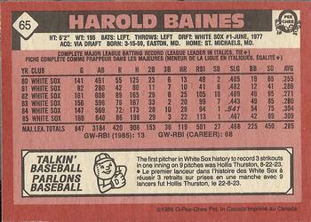 1986 O-Pee-Chee #65 Harold Baines Back