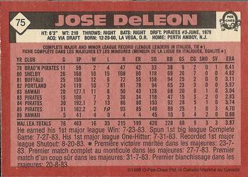 1986 O-Pee-Chee #75 Jose DeLeon Back