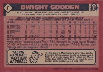 1986 O-Pee-Chee - Wax Box Bottom Panels Singles #F Dwight Gooden Back