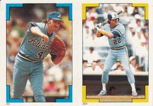 1986 O-Pee-Chee Stickers #43 / 204 Rick Mahler / Charlie Moore Front