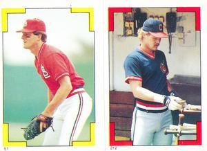 1986 O-Pee-Chee Stickers #51 / 212 Andy Van Slyke / Pat Tabler Front