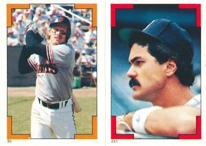 1986 O-Pee-Chee Stickers #90 / 251 Dan Gladden / Dwight Evans Front