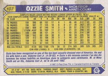 1987 O-Pee-Chee #107 Ozzie Smith Back