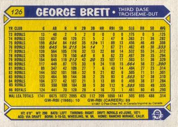 1987 O-Pee-Chee #126 George Brett Back