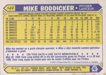 1987 O-Pee-Chee #149 Mike Boddicker Back