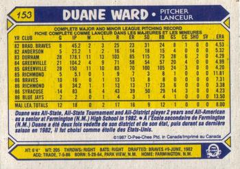 1987 O-Pee-Chee #153 Duane Ward Back