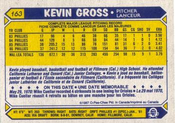 1987 O-Pee-Chee #163 Kevin Gross Back