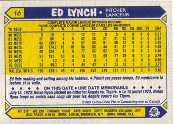 1987 O-Pee-Chee #16 Ed Lynch Back