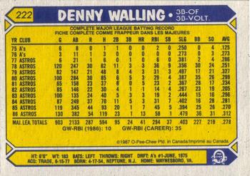 1987 O-Pee-Chee #222 Denny Walling Back