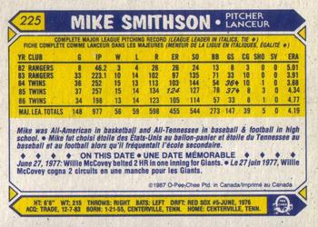 1987 O-Pee-Chee #225 Mike Smithson Back