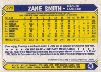 1987 O-Pee-Chee #226 Zane Smith Back