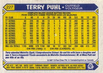 1987 O-Pee-Chee #227 Terry Puhl Back