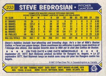1987 O-Pee-Chee #233 Steve Bedrosian Back