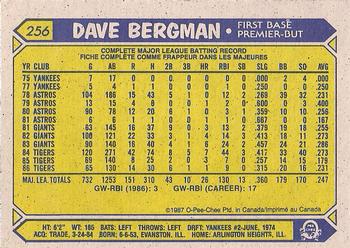 1987 O-Pee-Chee #256 Dave Bergman Back